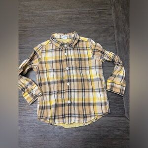 Gap 3T Flannel Shirt Jacket Shacket Yellow Gray Plaid